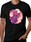 Cartoon Monster Graphic Print Black T-Shirt