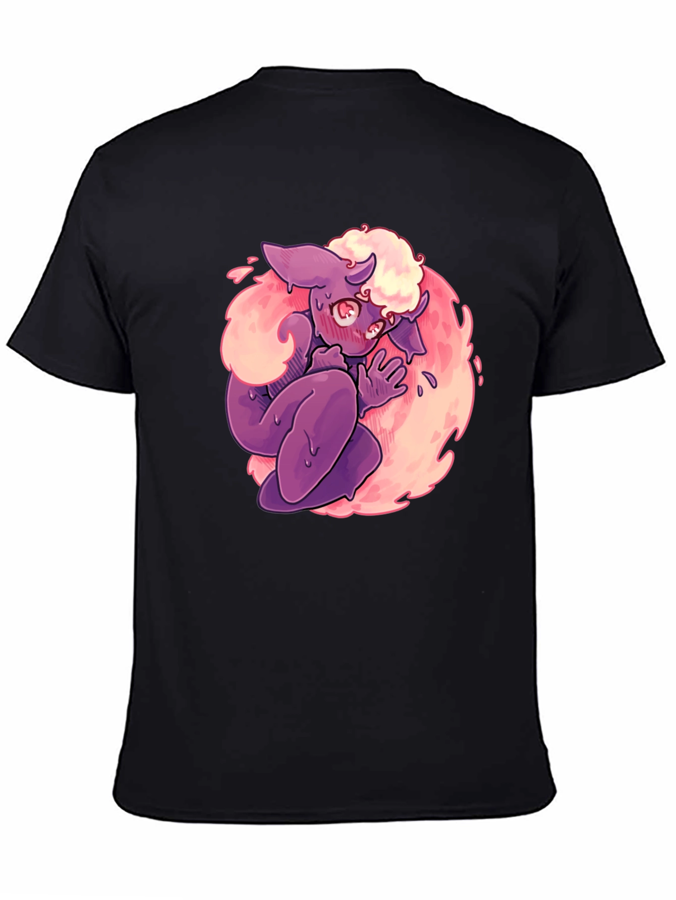 Cartoon Monster Graphic Print Black T-Shirt
