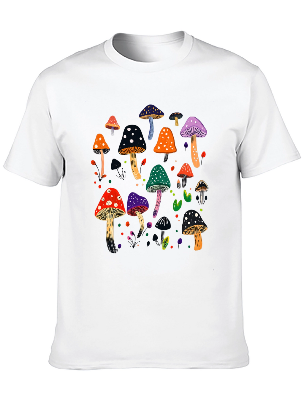 Mushroom Graphic Print Black T-Shirt