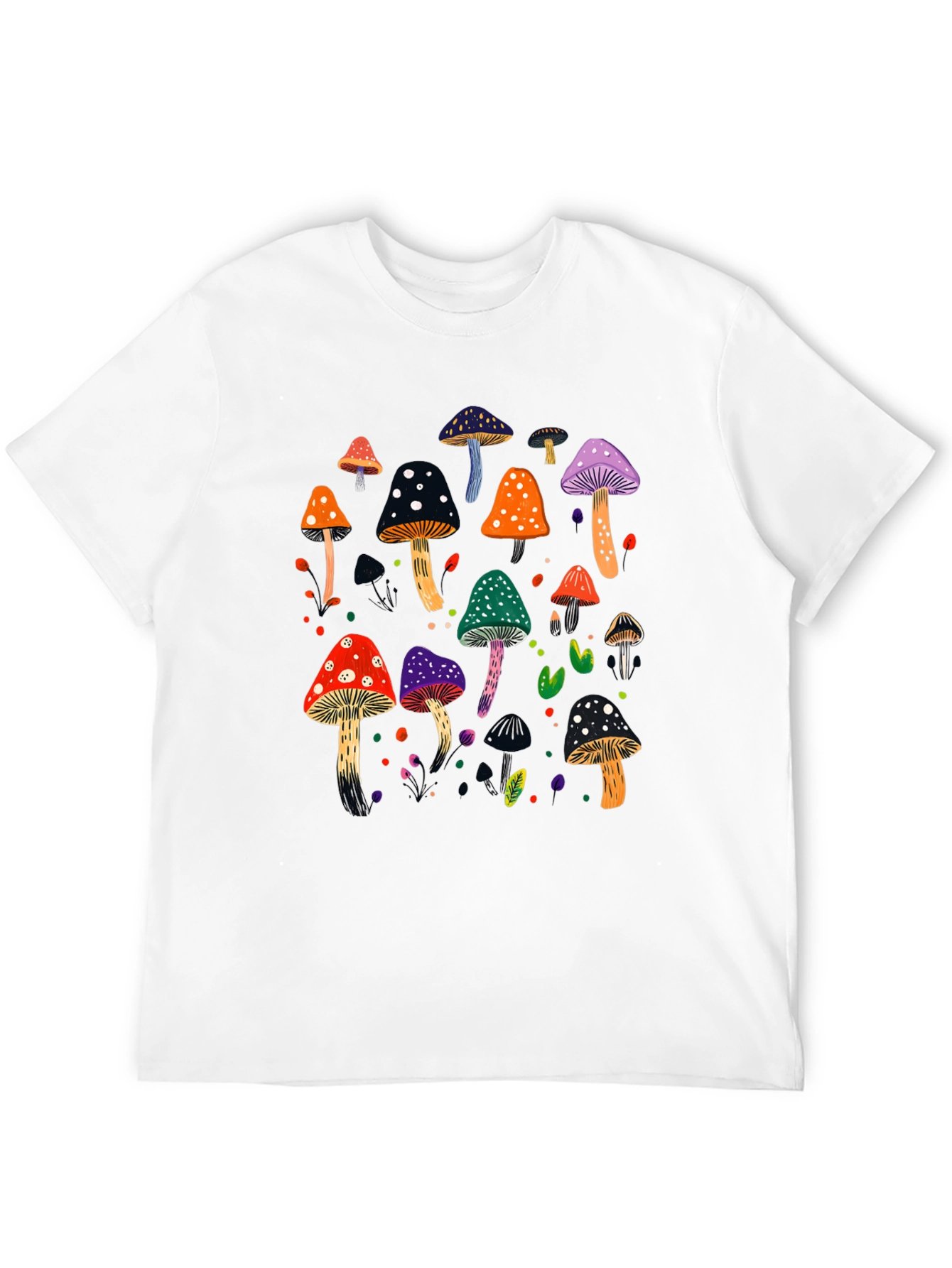 Mushroom Graphic Print Black T-Shirt