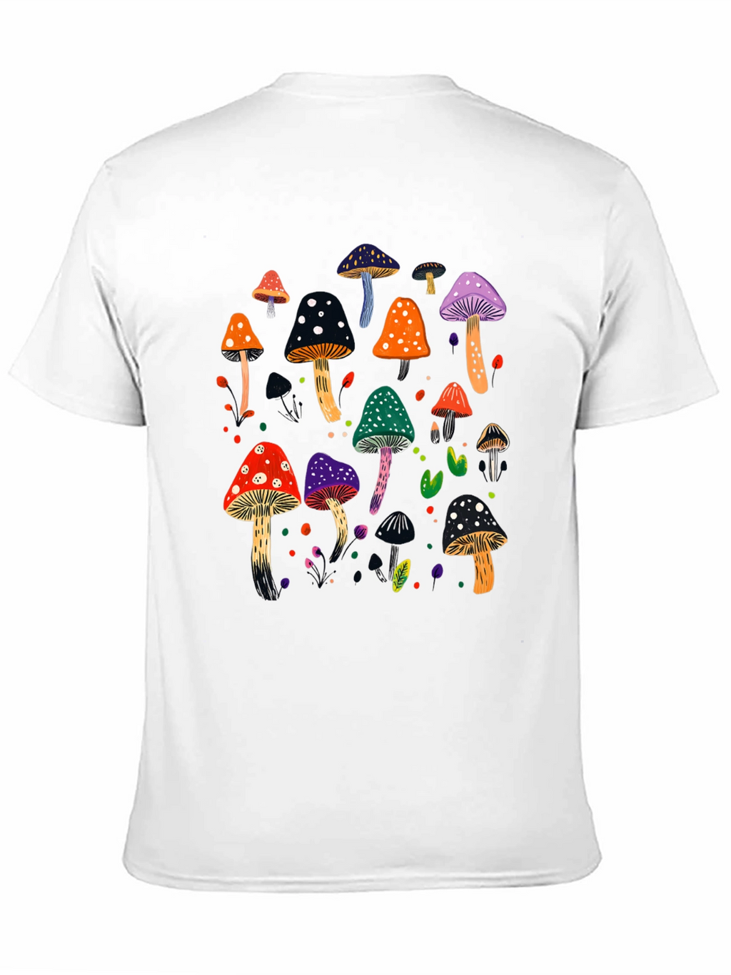 Mushroom Graphic Print Black T-Shirt