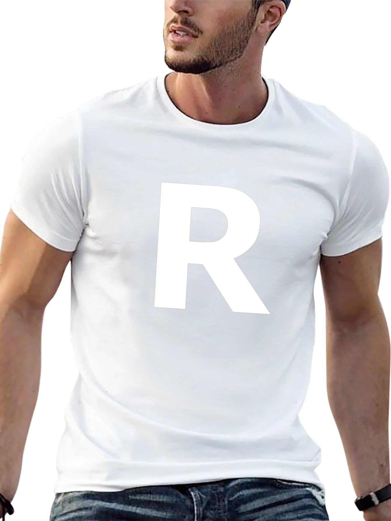 Bold R Graphic Tee - Stylish Initial Letter Shirt