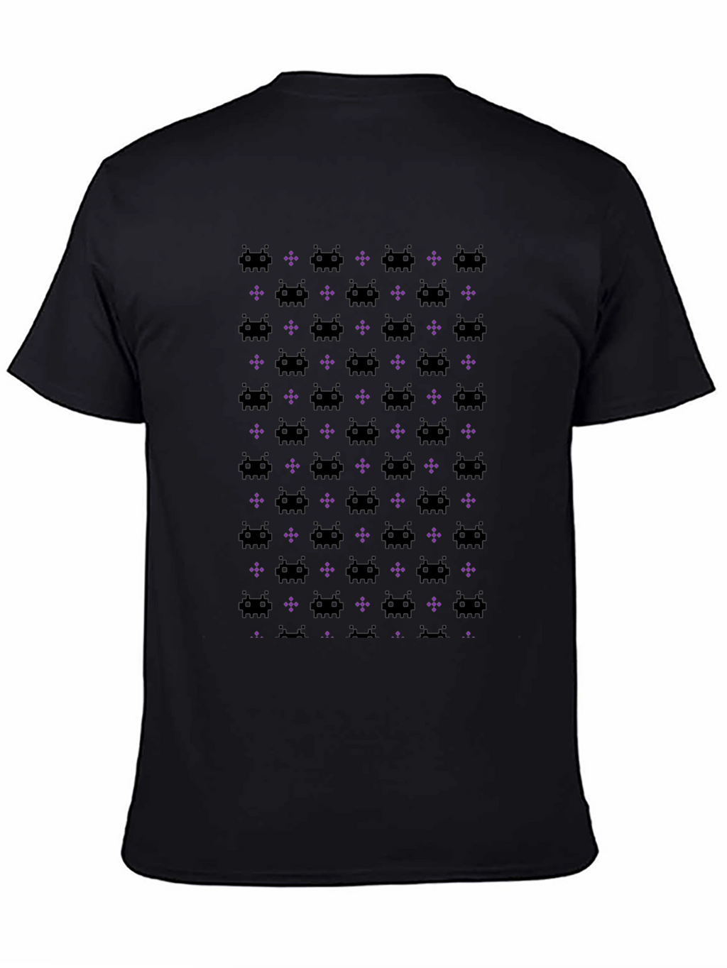 Retro Space Invaders Pattern Black T-Shirt