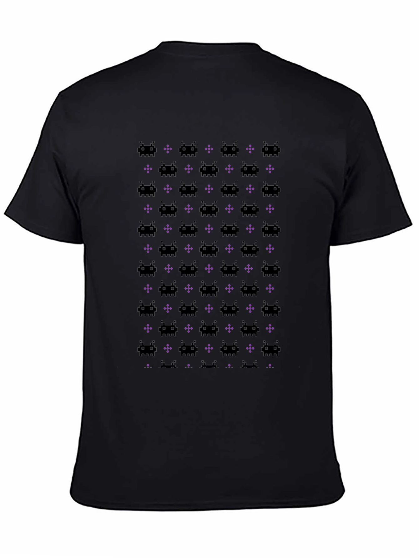 Retro Space Invaders Pattern Black T-Shirt