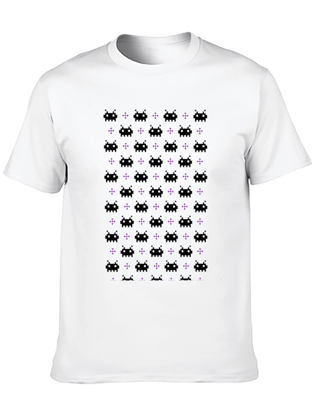 Retro Space Invaders Pattern Black T-Shirt