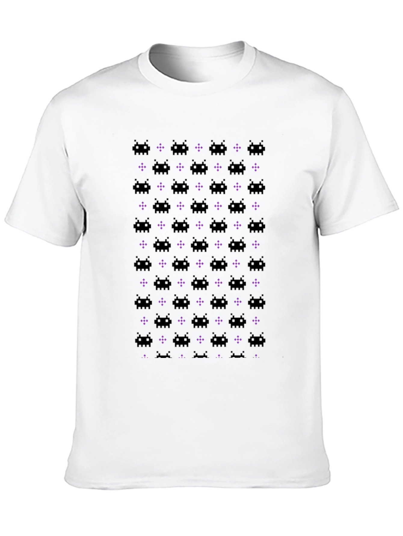 Retro Space Invaders Pattern Black T-Shirt