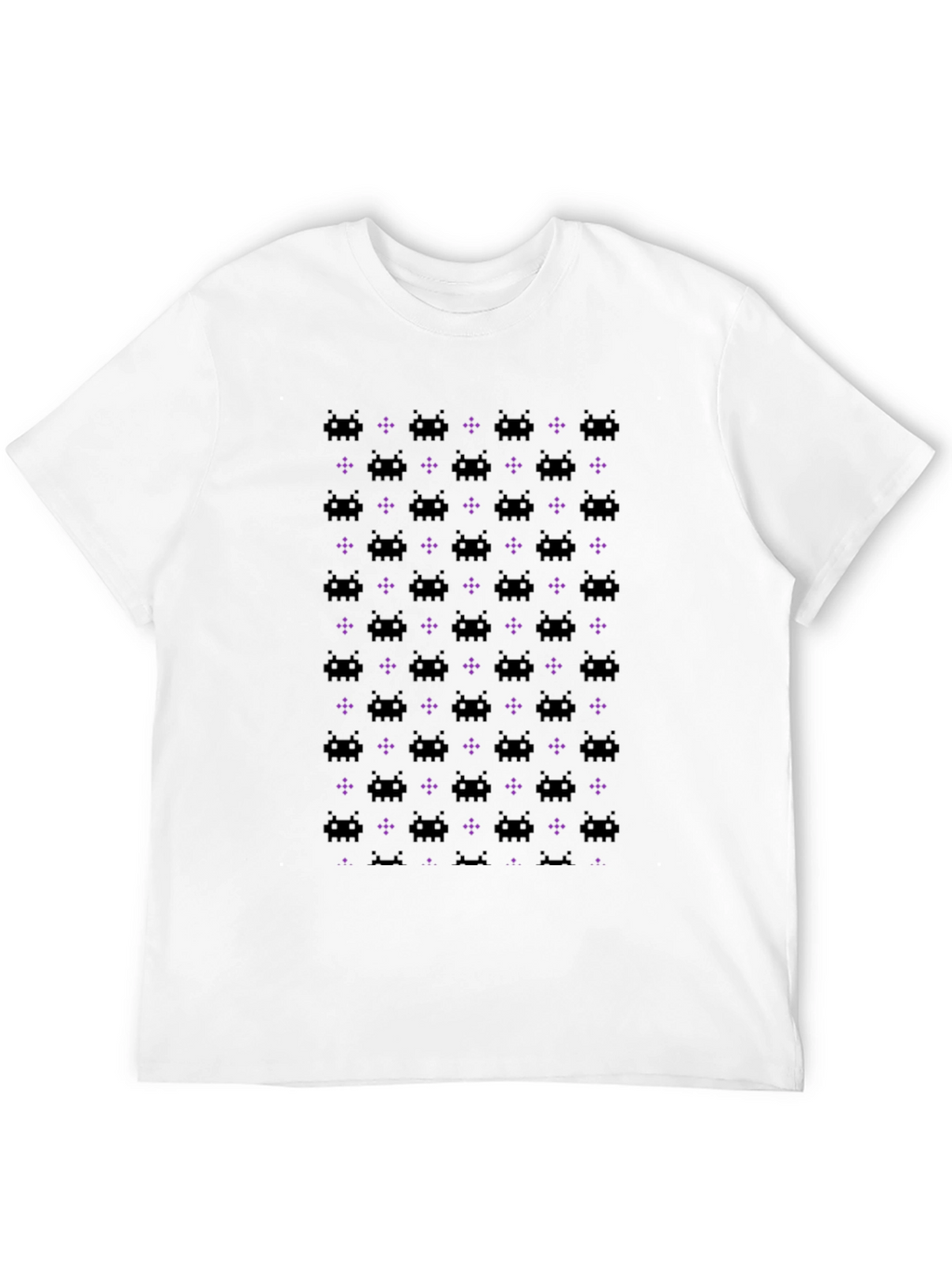 Retro Space Invaders Pattern Black T-Shirt