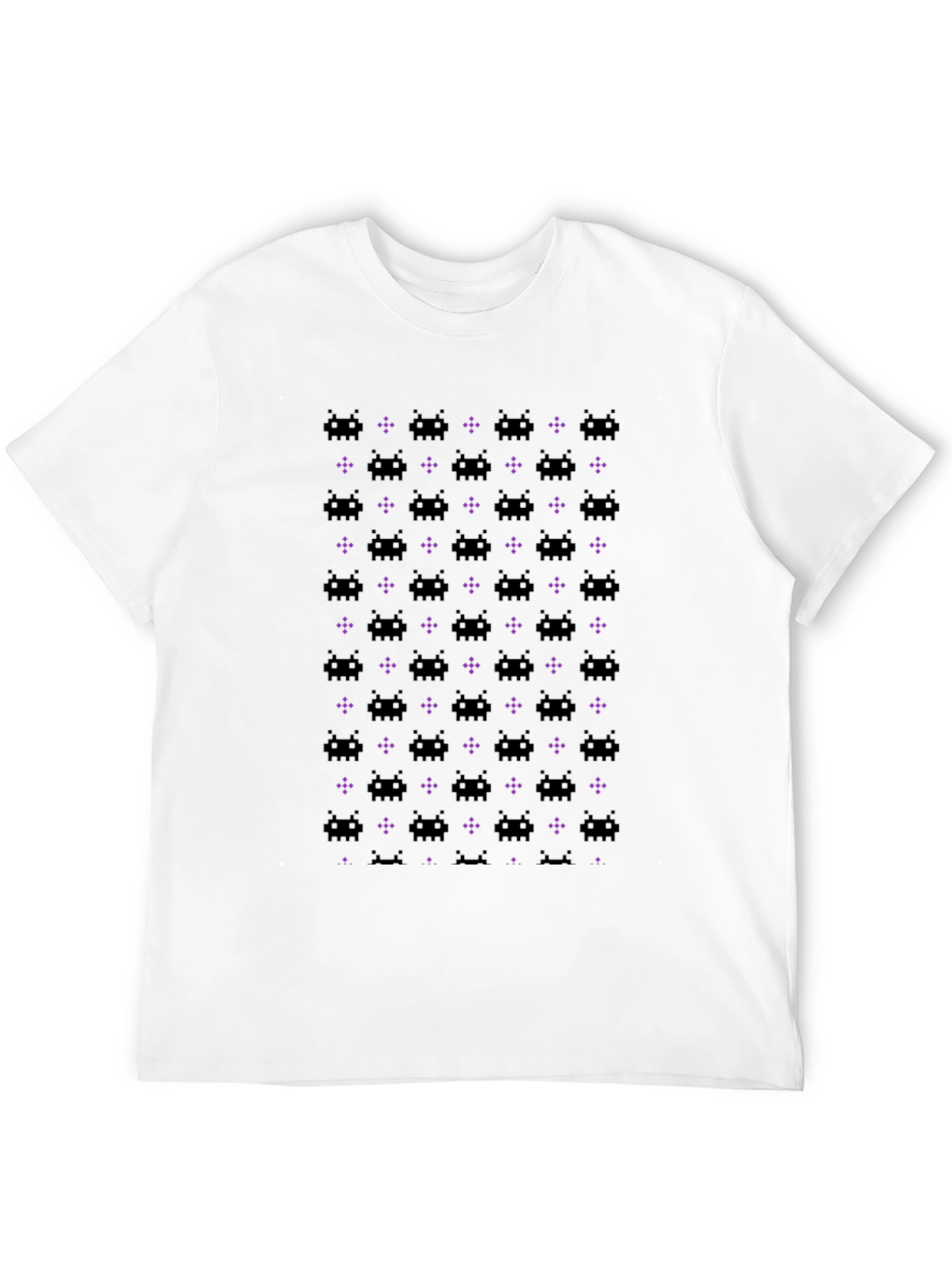 Retro Space Invaders Pattern Black T-Shirt