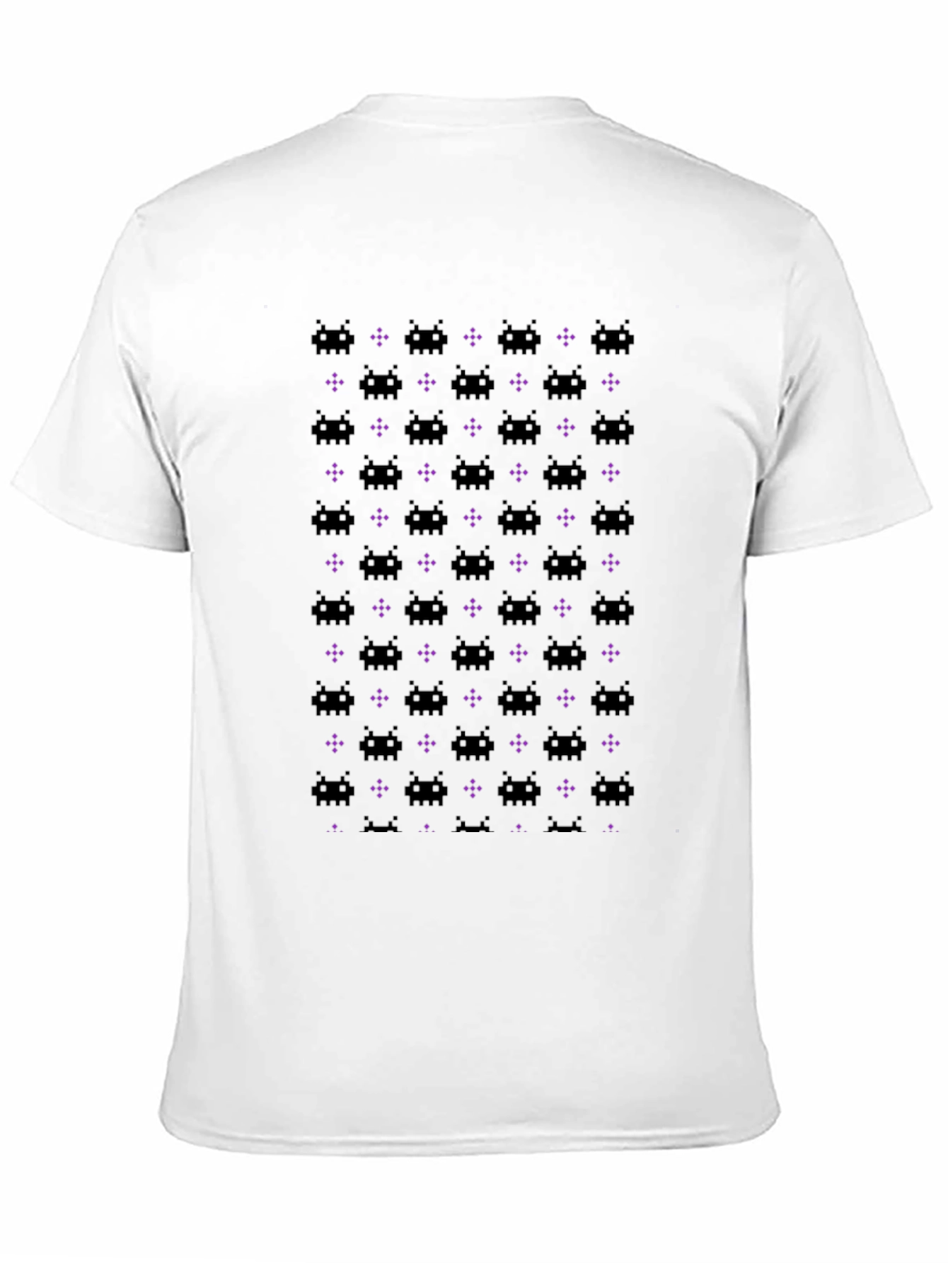 Retro Space Invaders Pattern Black T-Shirt