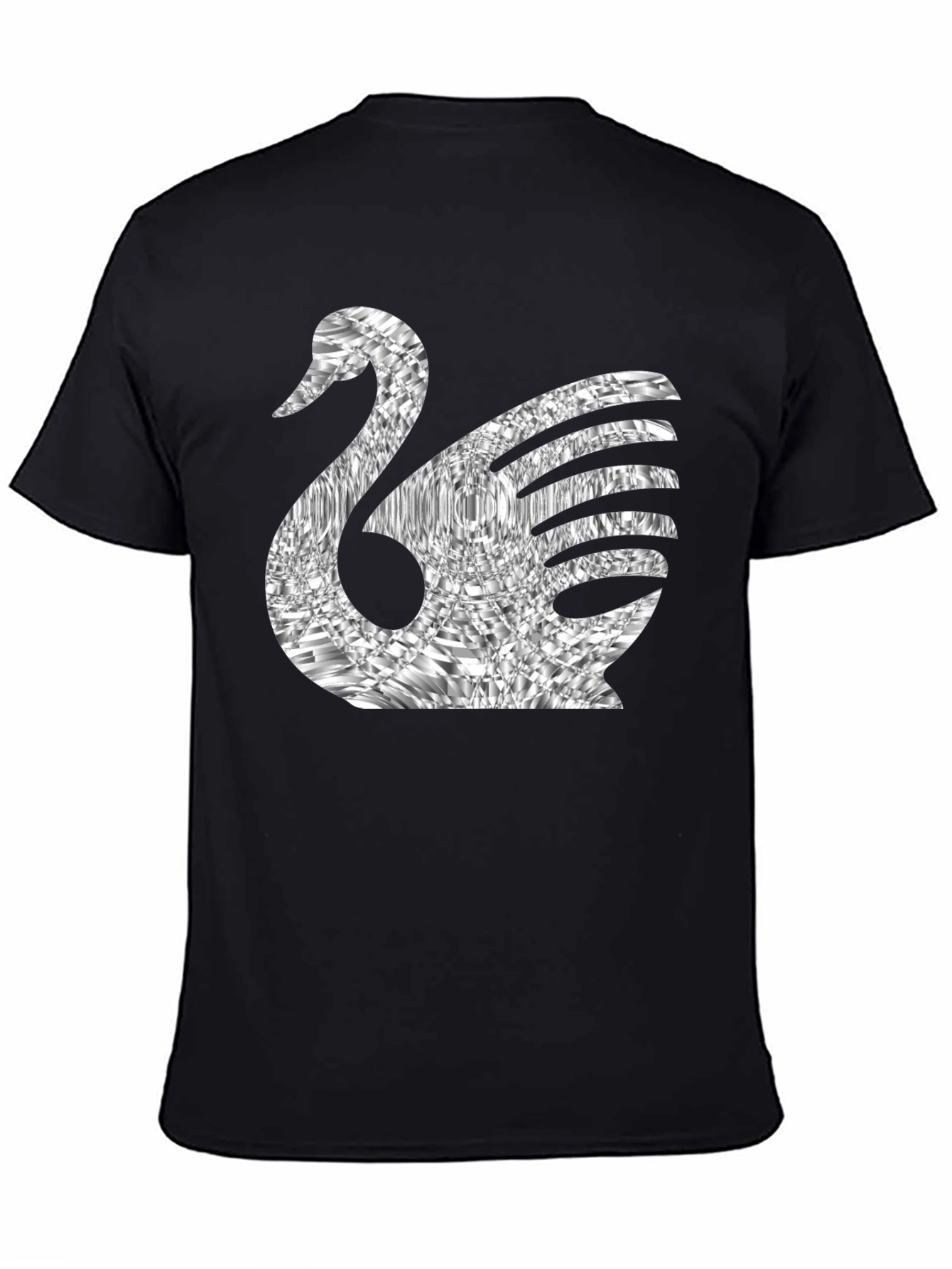 Stylish Swan Graphic Tee - Black Cotton Blend
