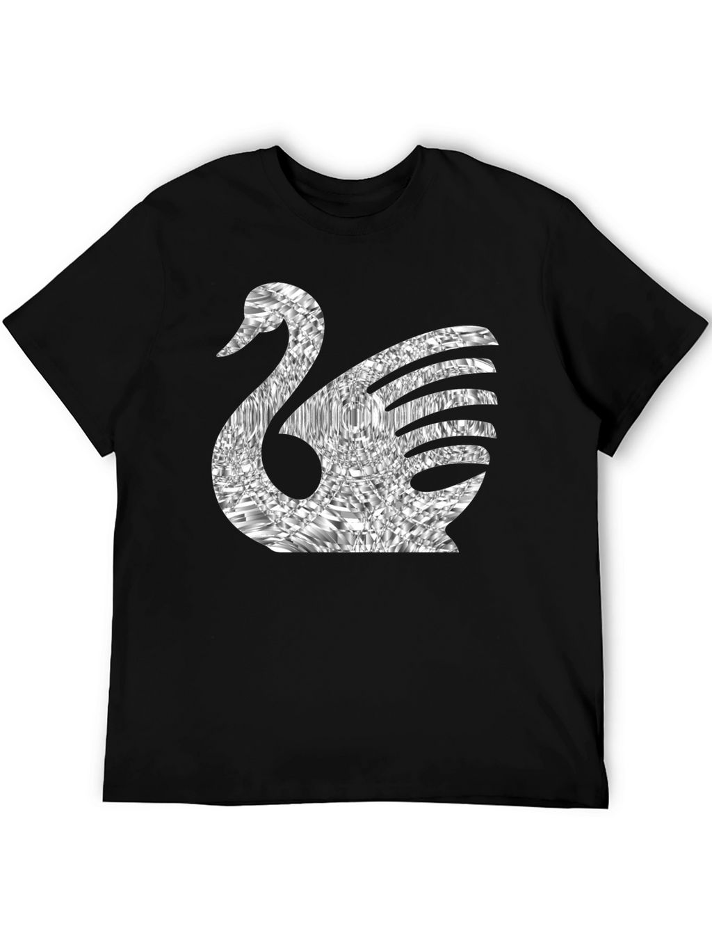 Stylish Swan Graphic Tee - Black Cotton Blend