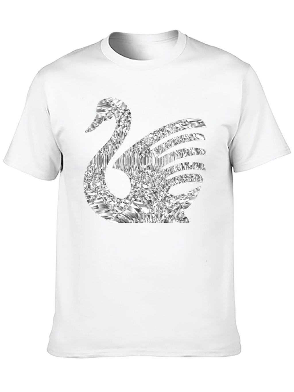 Stylish Swan Graphic Tee - Black Cotton Blend