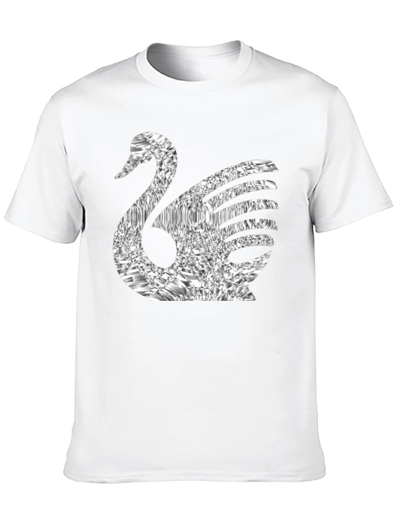 Stylish Swan Graphic Tee - Black Cotton Blend