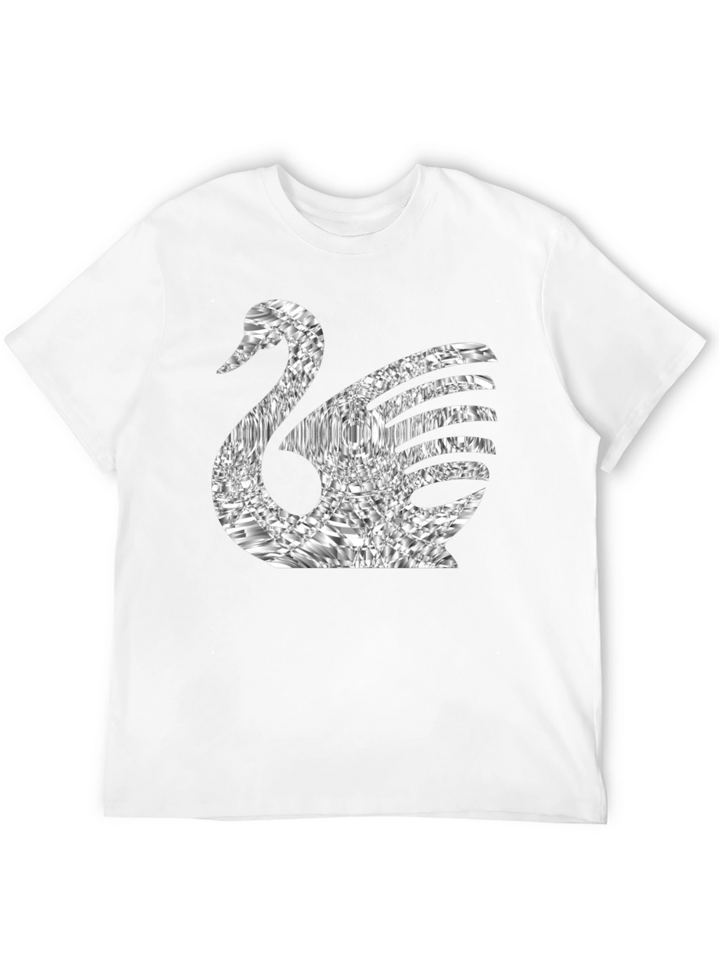 Stylish Swan Graphic Tee - Black Cotton Blend