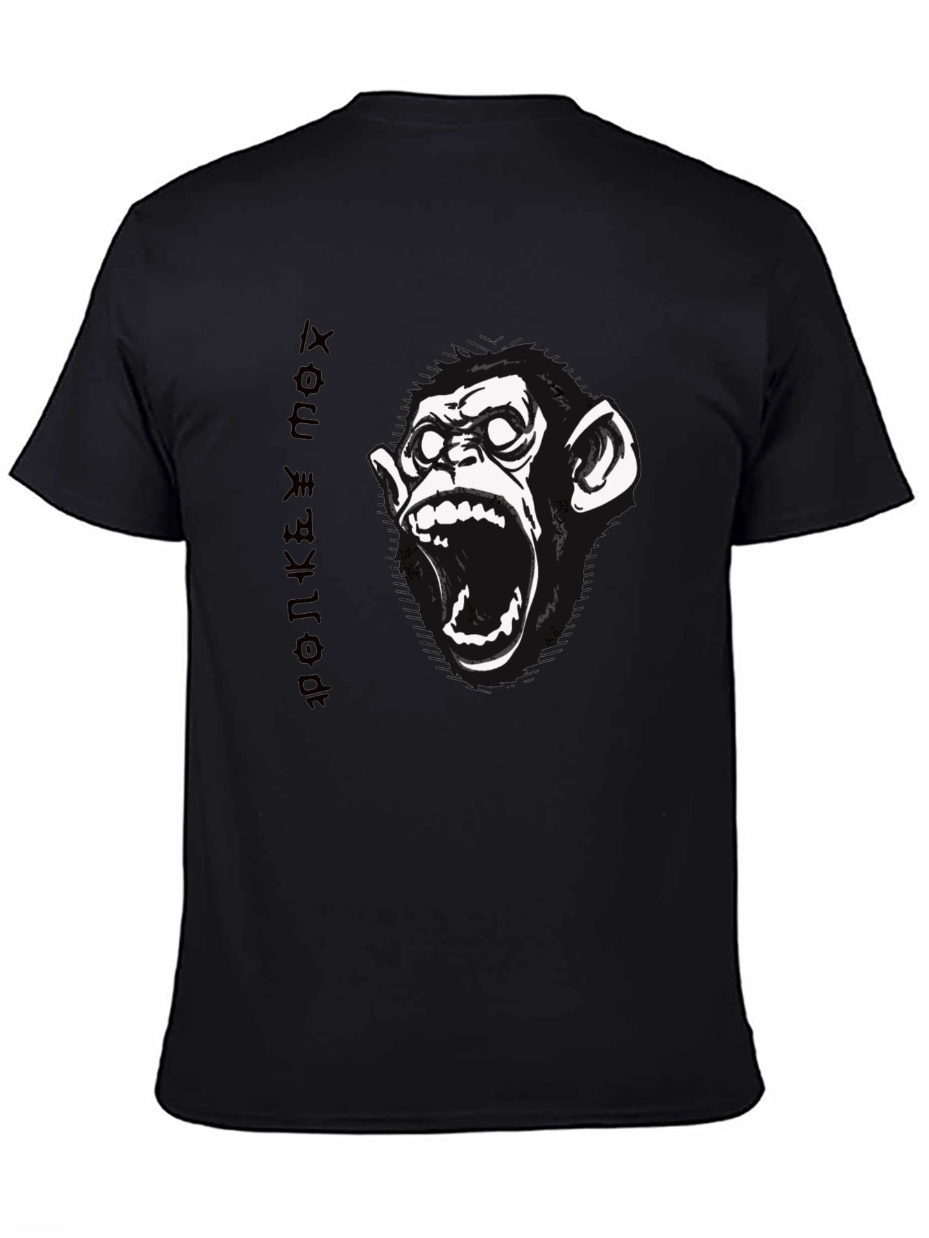 Monkey Face Graphic Print Black T-Shirt