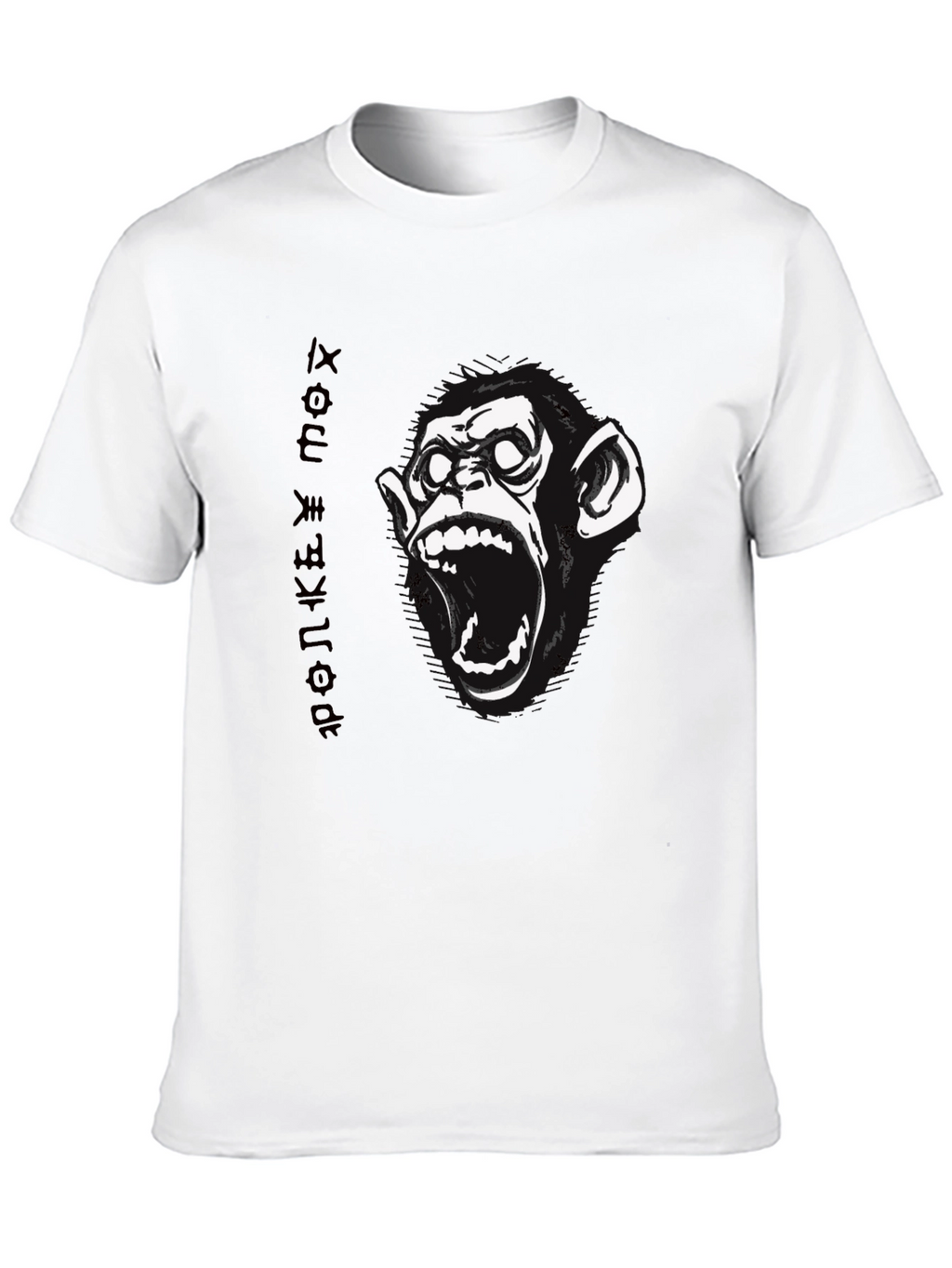 Monkey Face Graphic Print Black T-Shirt