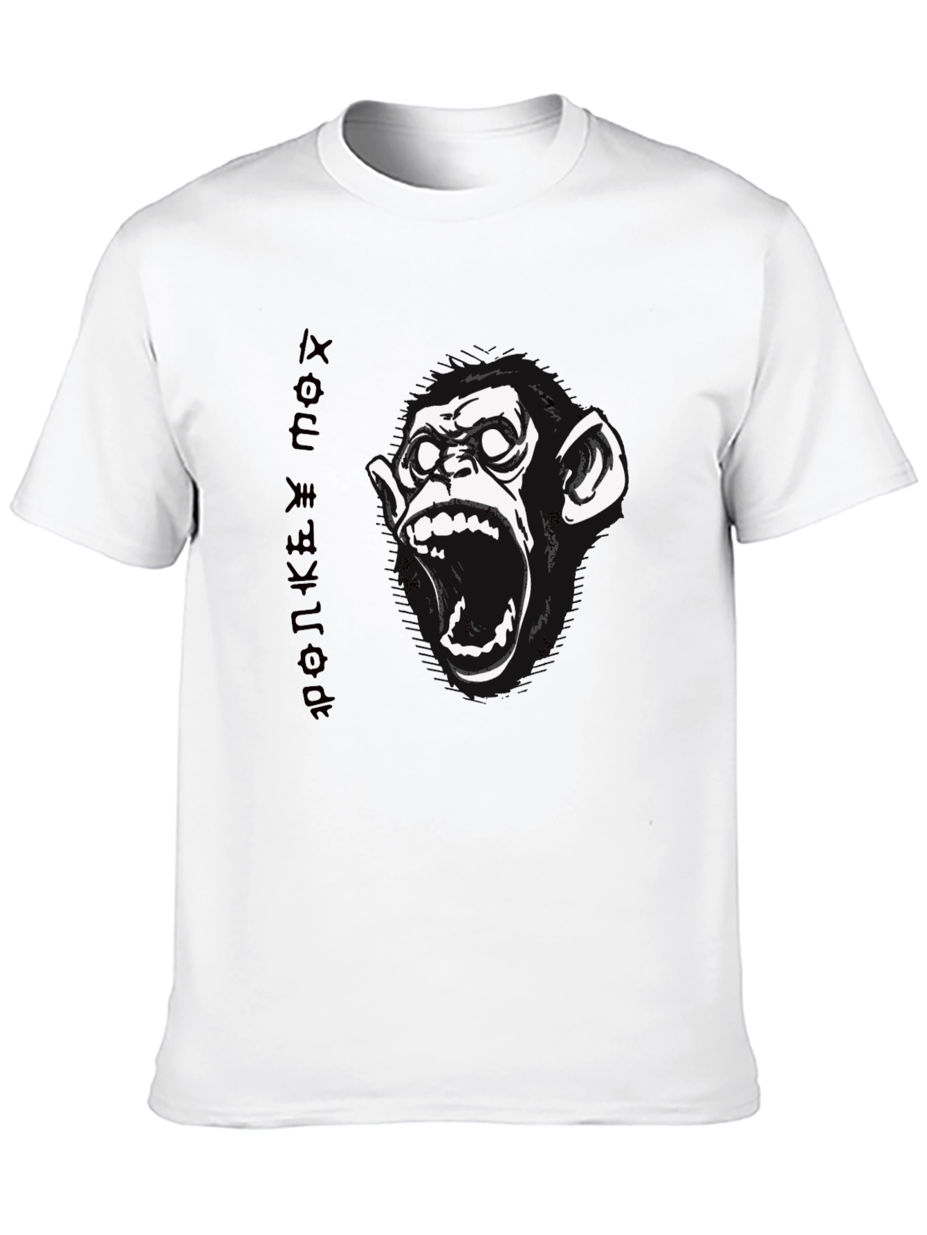 Monkey Face Graphic Print Black T-Shirt