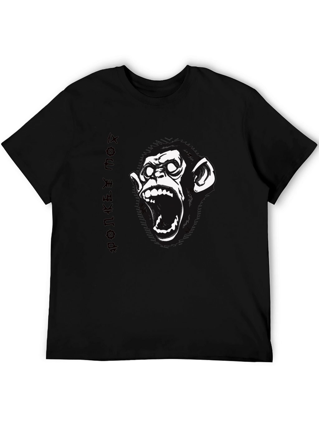 Monkey Face Graphic Print Black T-Shirt