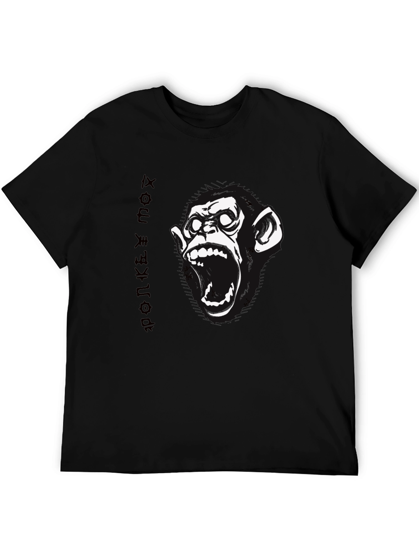 Monkey Face Graphic Print Black T-Shirt