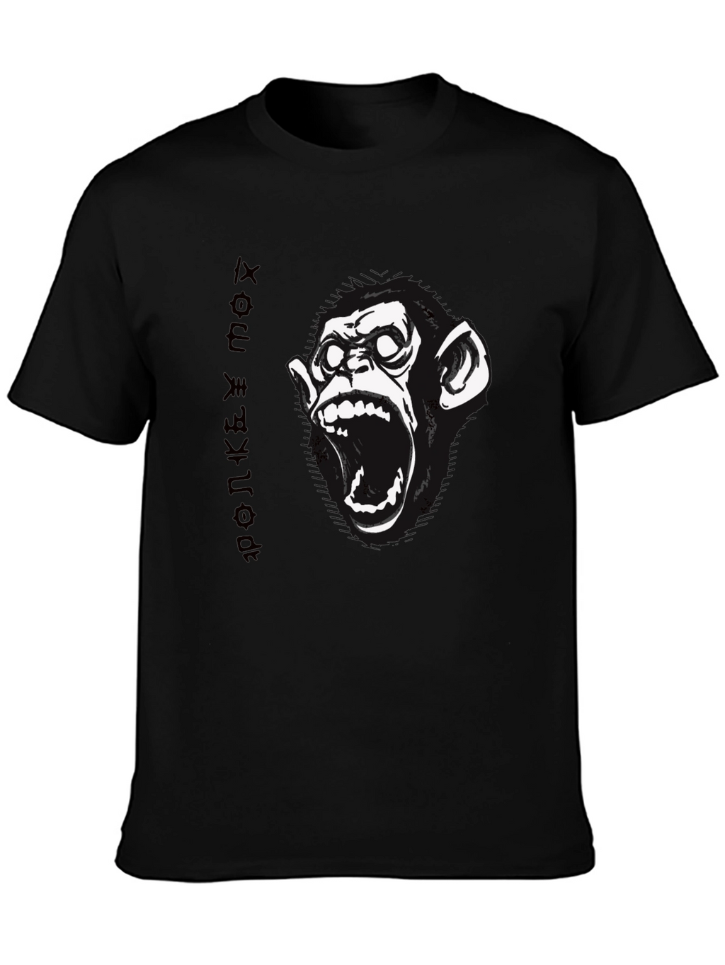 Monkey Face Graphic Print Black T-Shirt