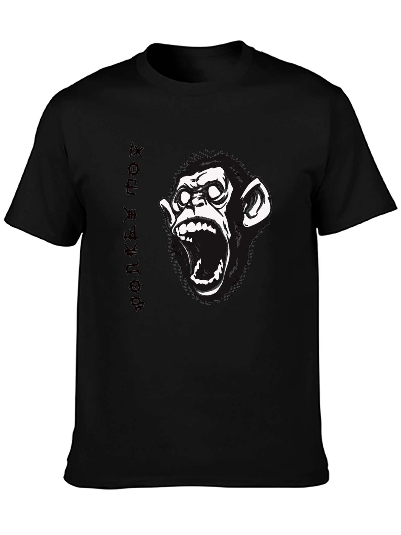 Monkey Face Graphic Print Black T-Shirt