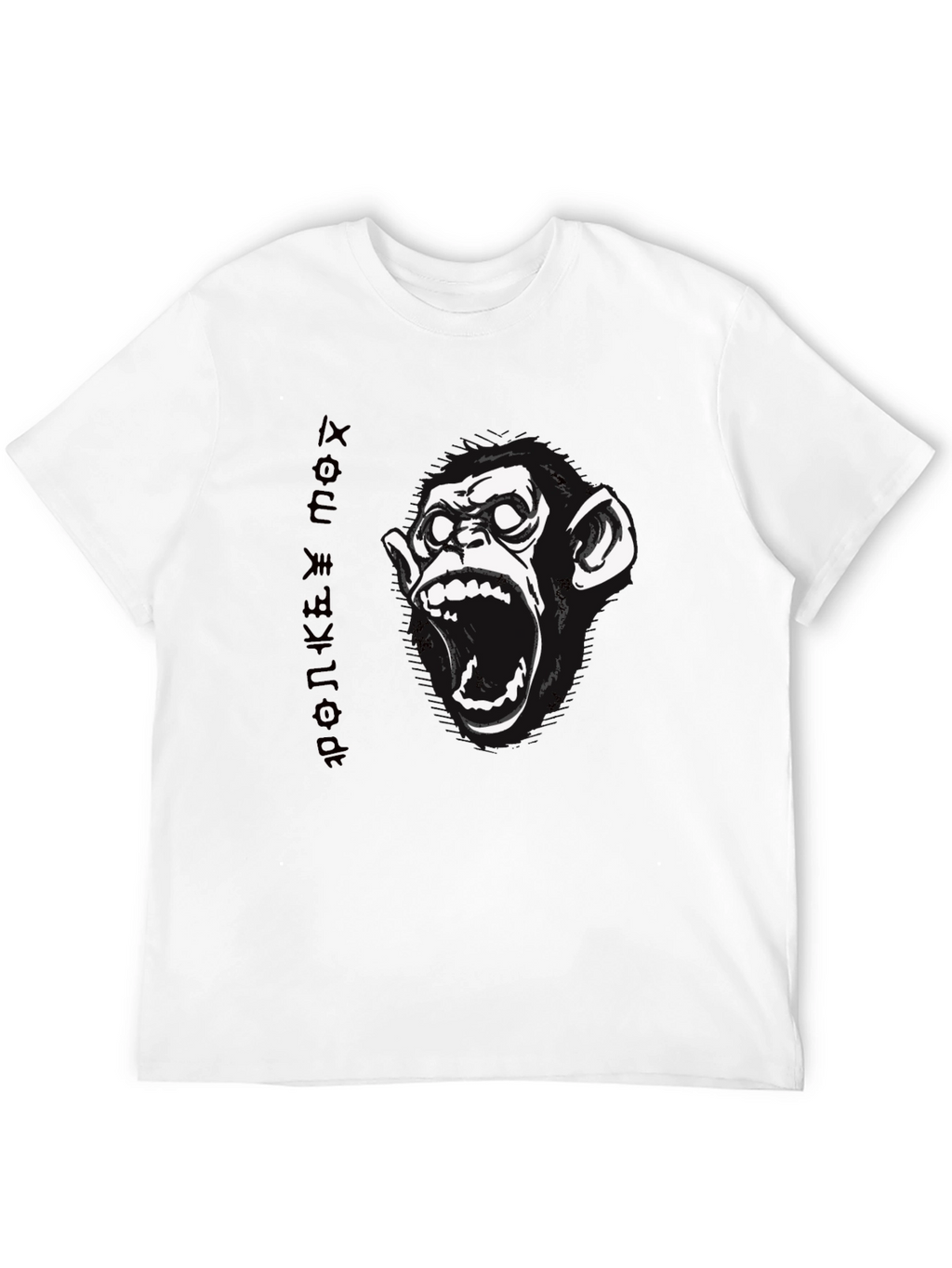 Monkey Face Graphic Print Black T-Shirt