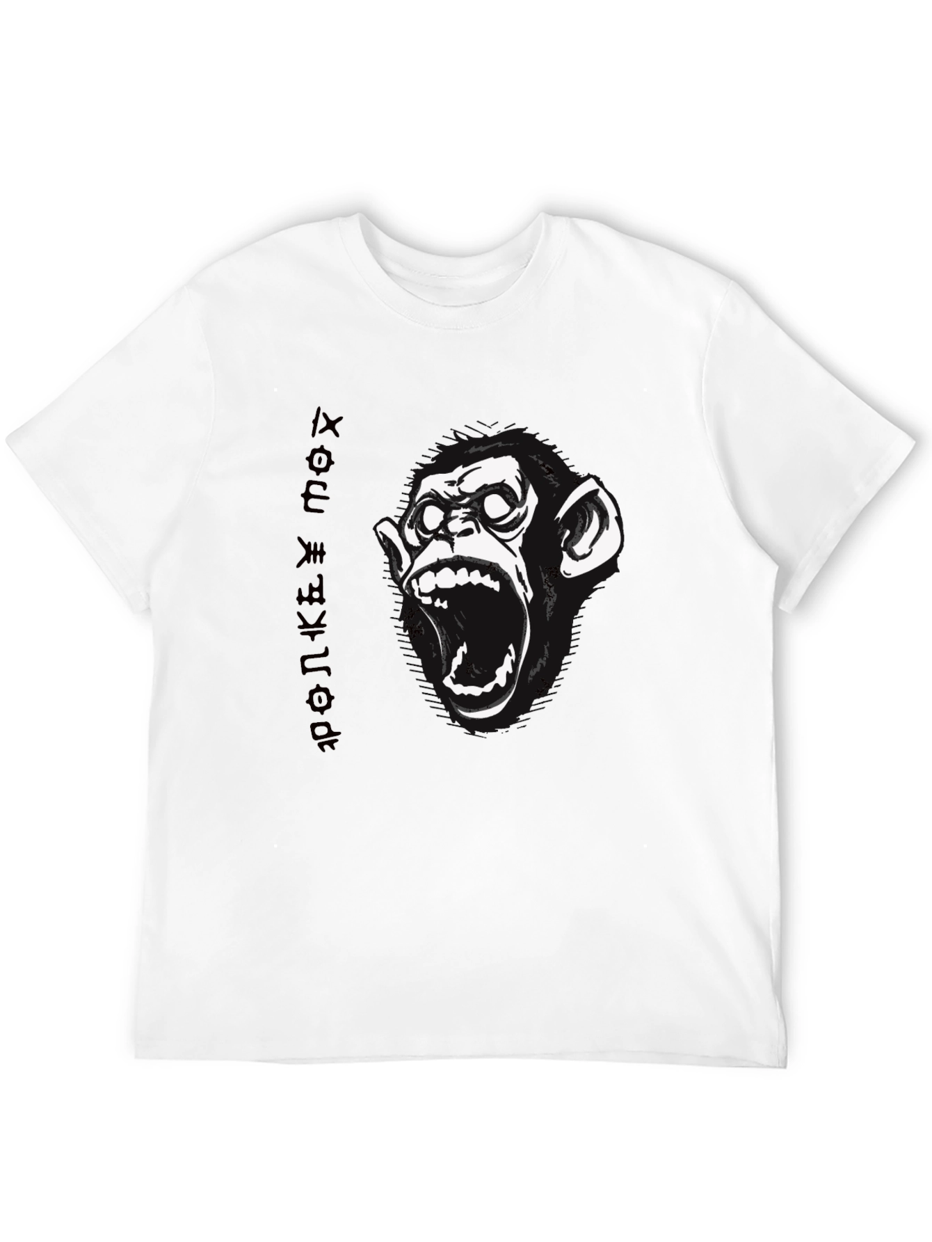 Monkey Face Graphic Print Black T-Shirt
