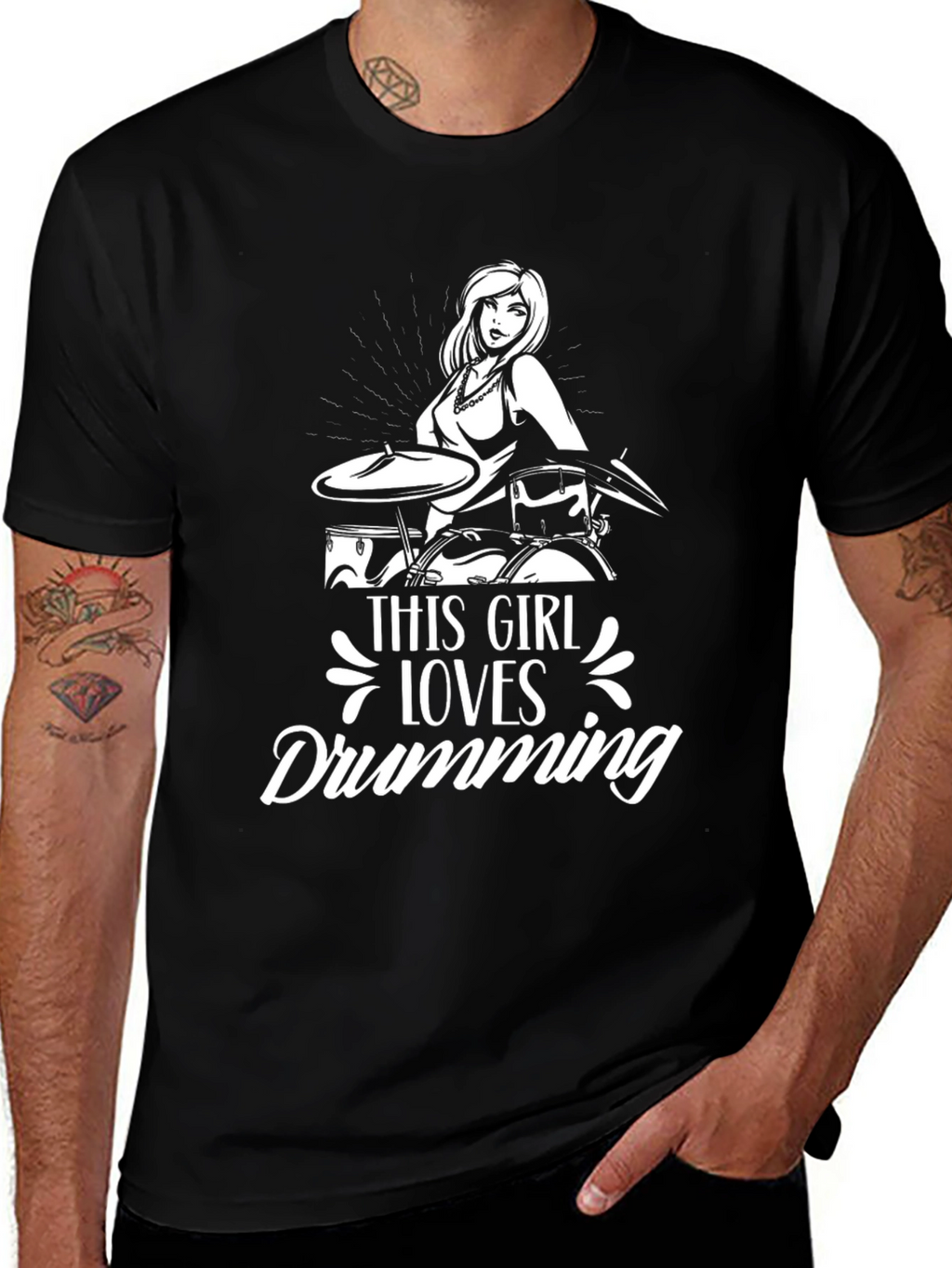 Drumming Girl T-Shirt - Musician Tee