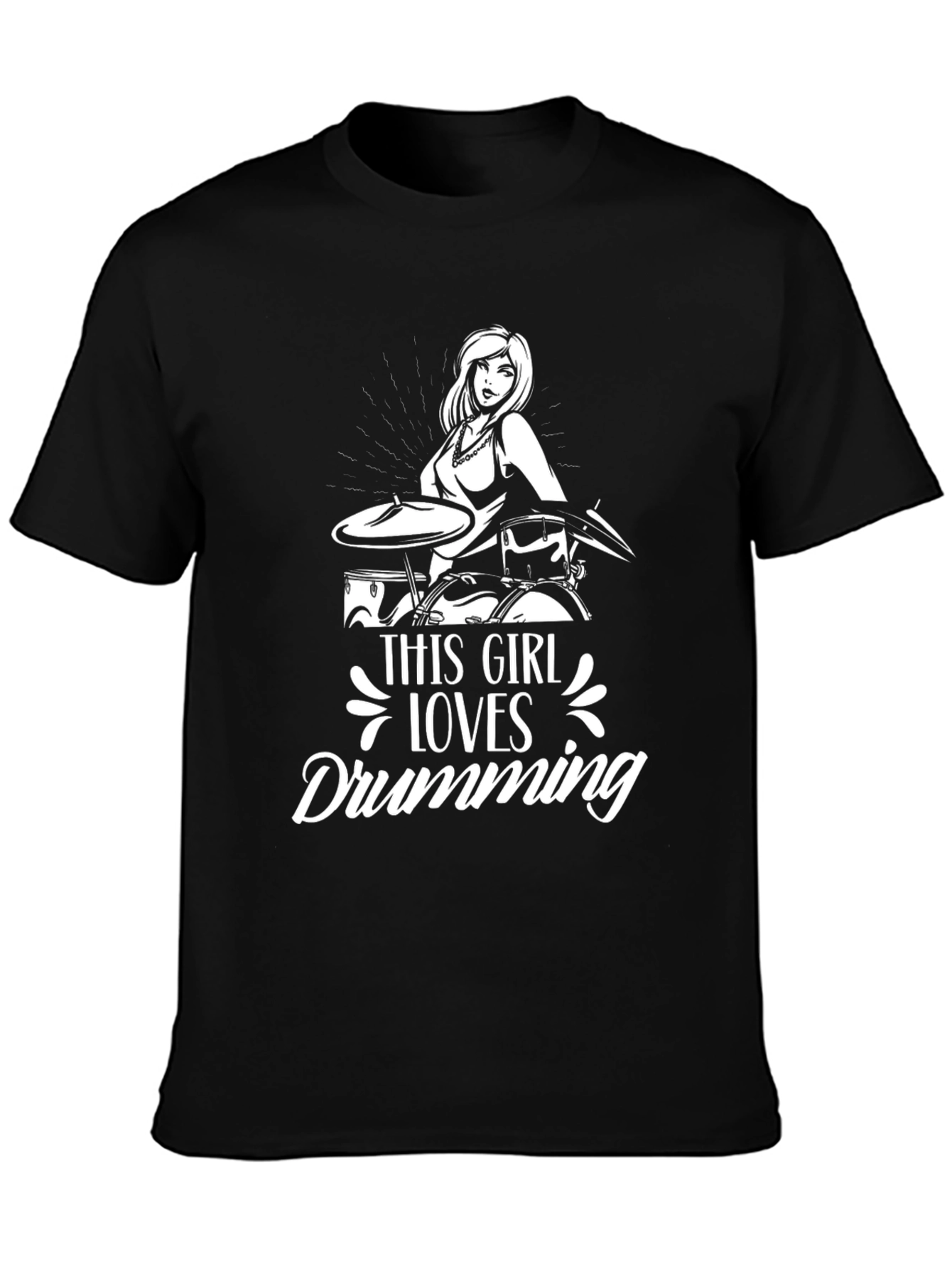 Drumming Girl T-Shirt - Musician Tee
