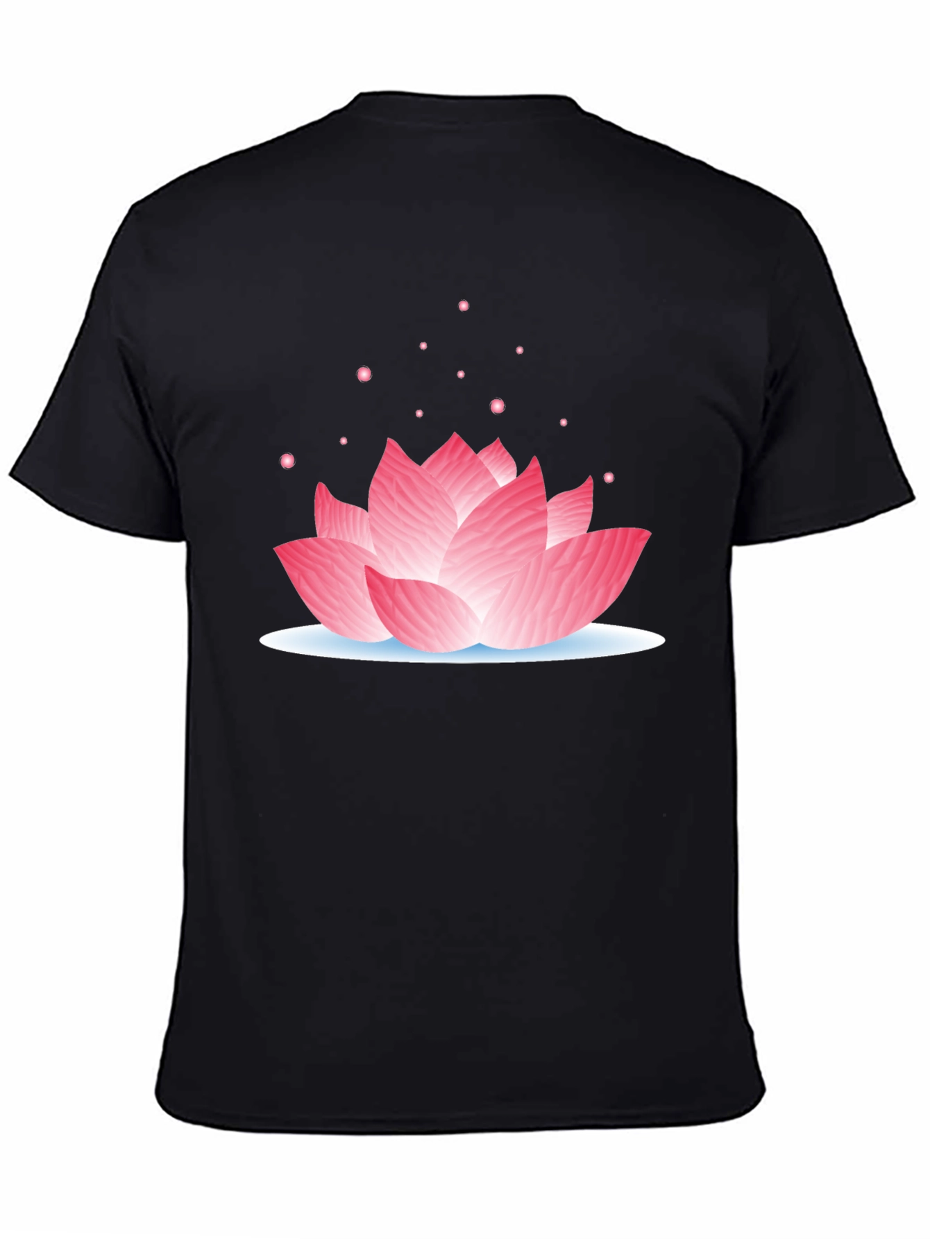 Lotus Flower Graphic Tee - Casual Black T-Shirt