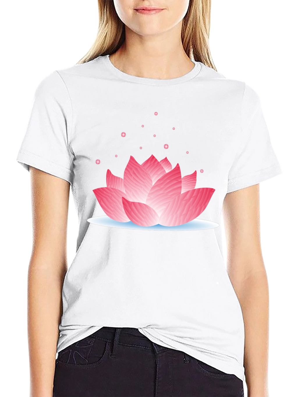 Lotus Flower Graphic Tee - Casual Black T-Shirt
