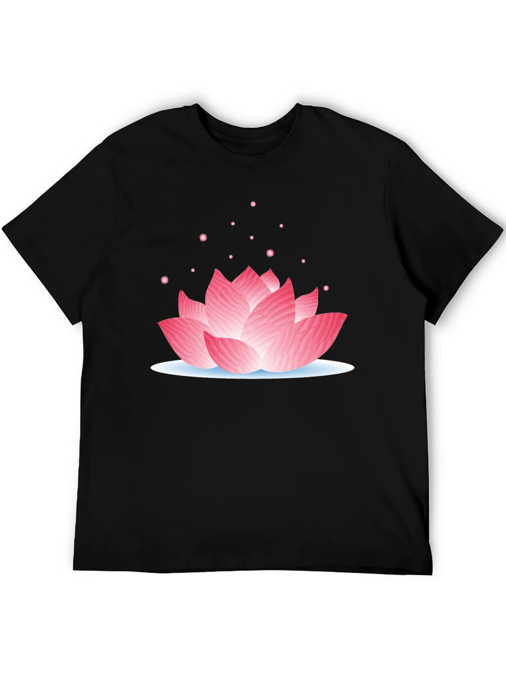 Lotus Flower Graphic Tee - Casual Black T-Shirt