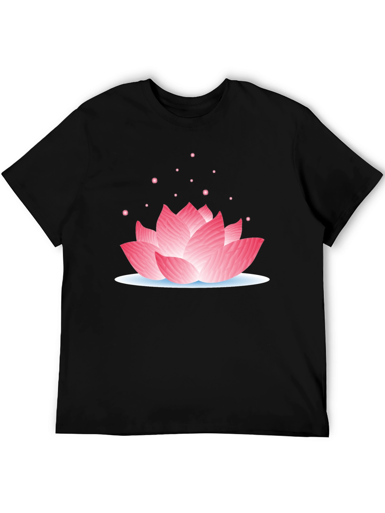Lotus Flower Graphic Tee - Casual Black T-Shirt