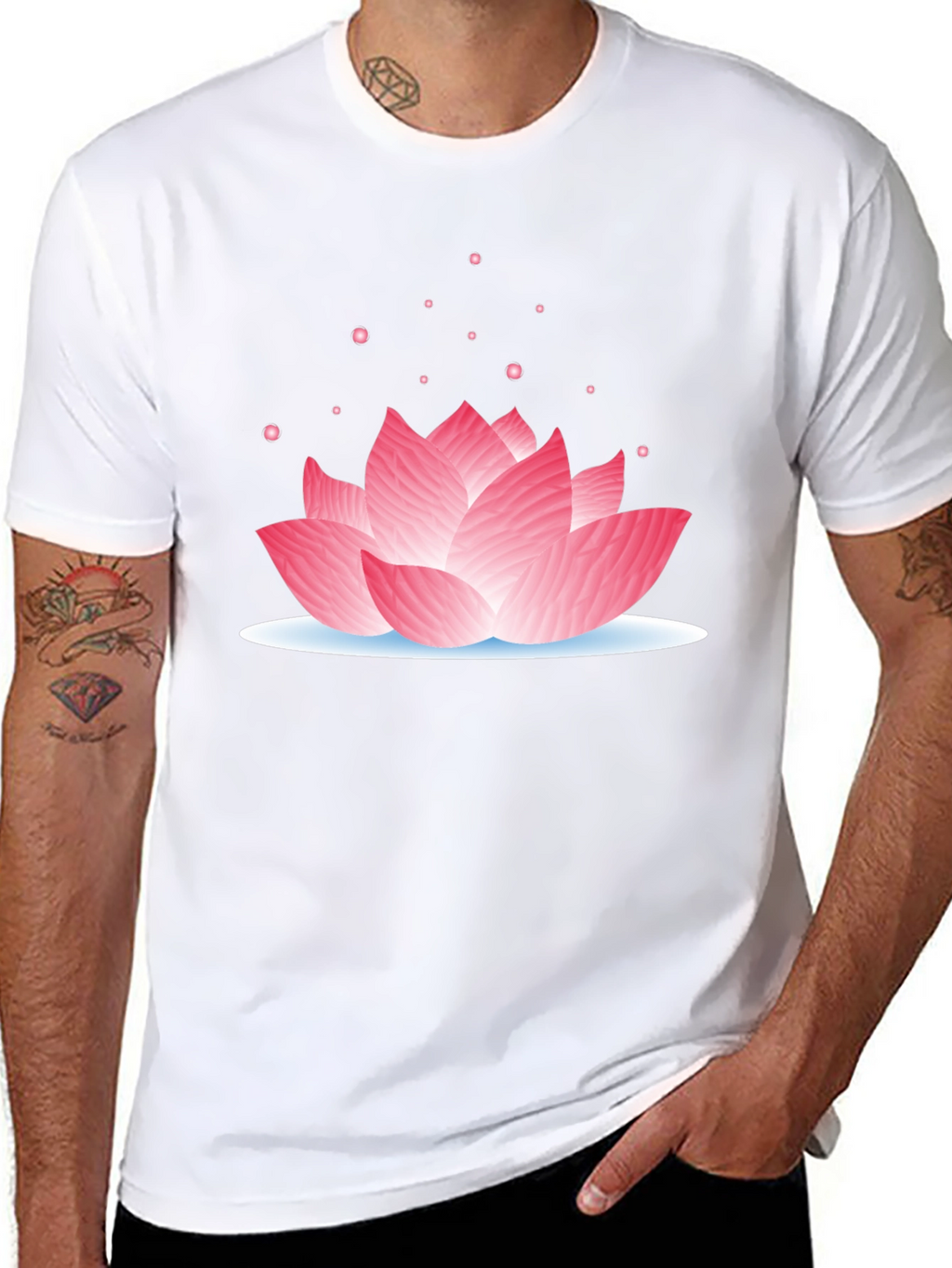Lotus Flower Graphic Tee - Casual Black T-Shirt