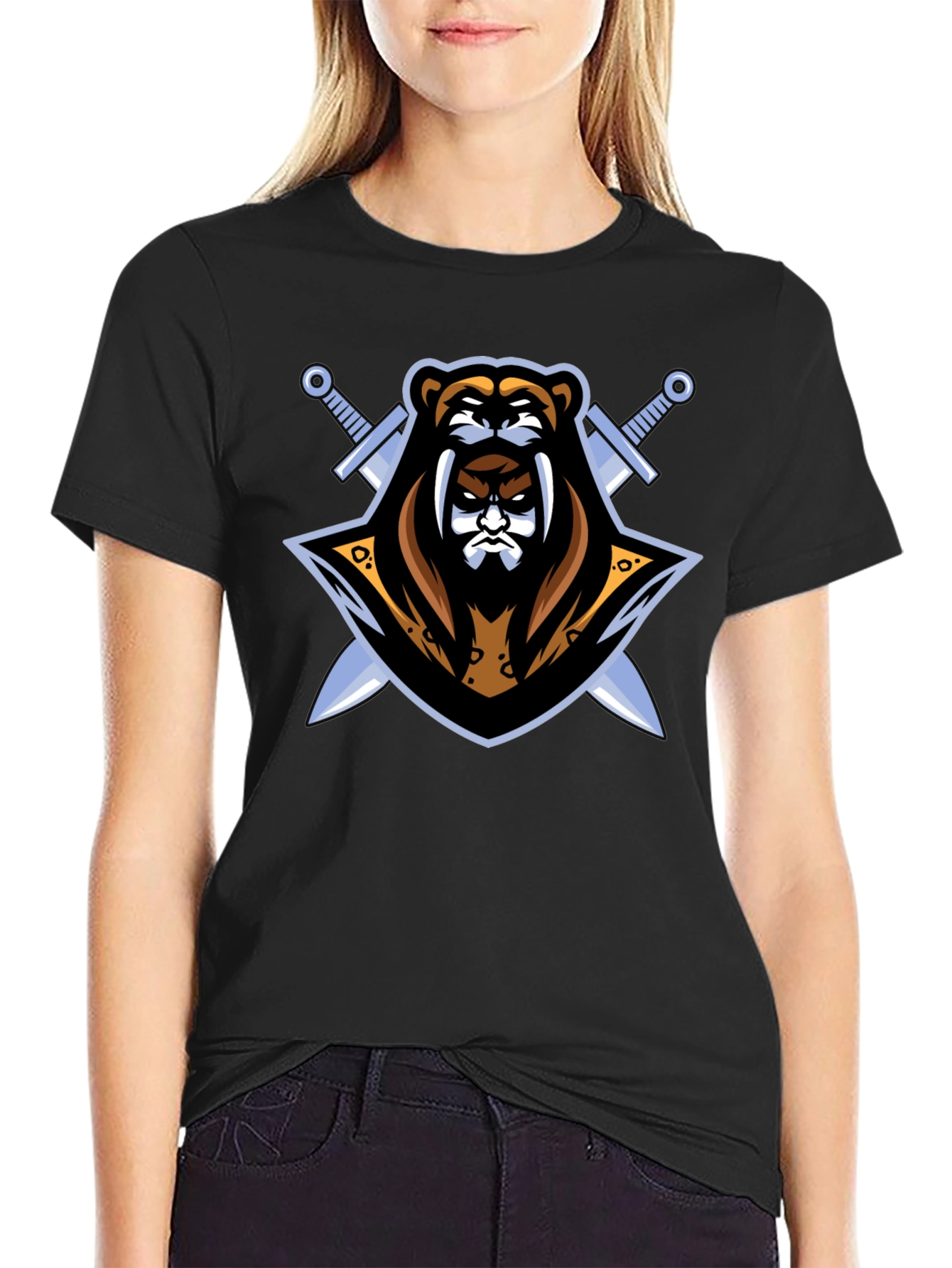 Black Bear Warrior Graphic T-Shirt