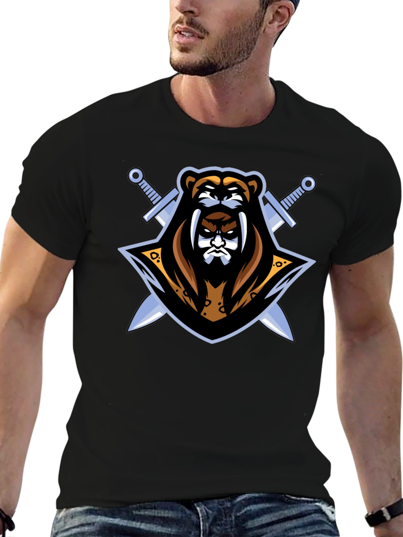 Black Bear Warrior Graphic T-Shirt