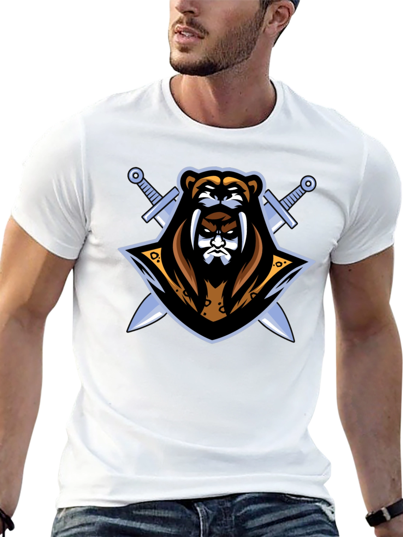 Black Bear Warrior Graphic T-Shirt