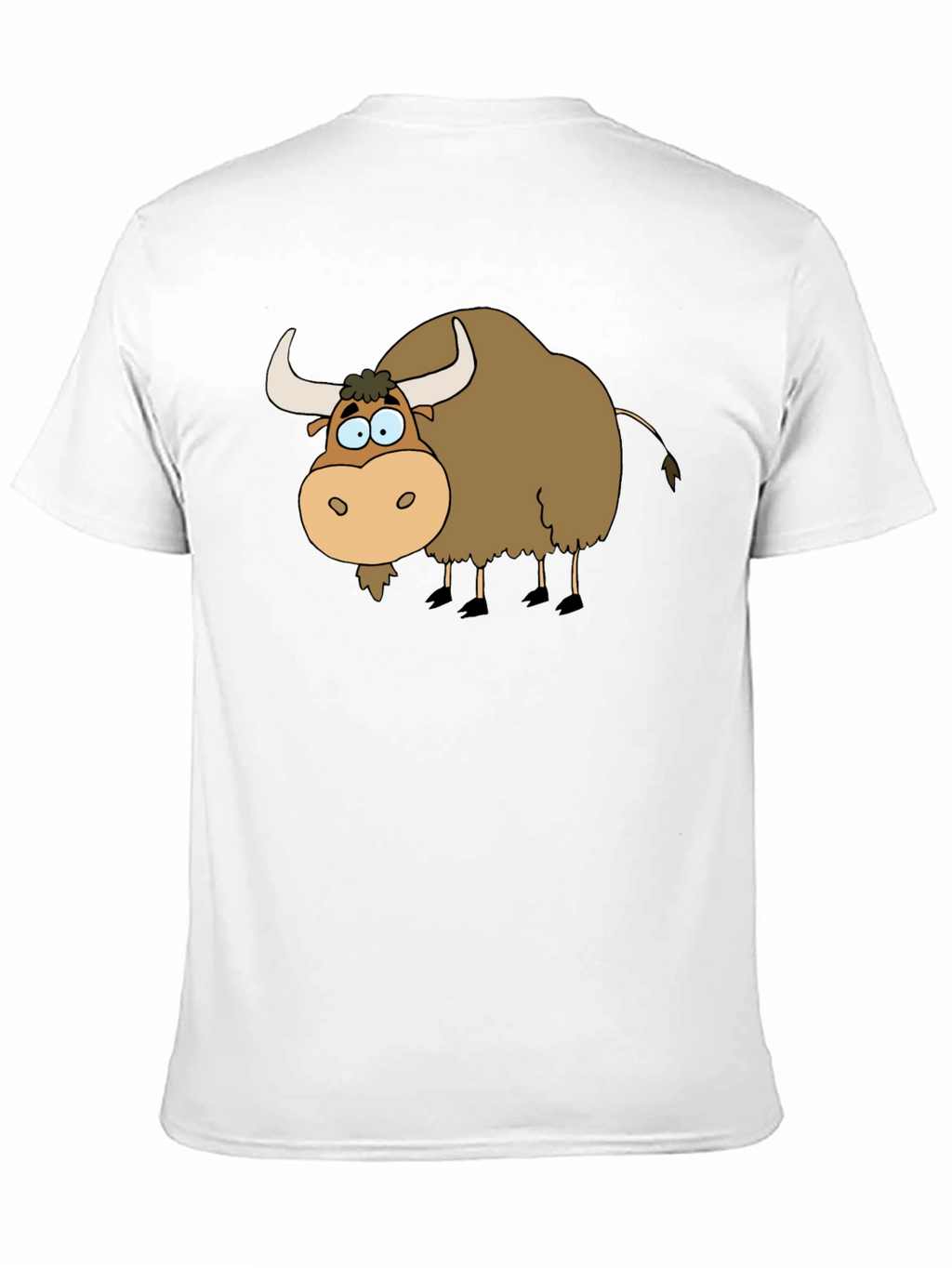 Cartoon Yak Graphic Tee - Black Cotton T-Shirt