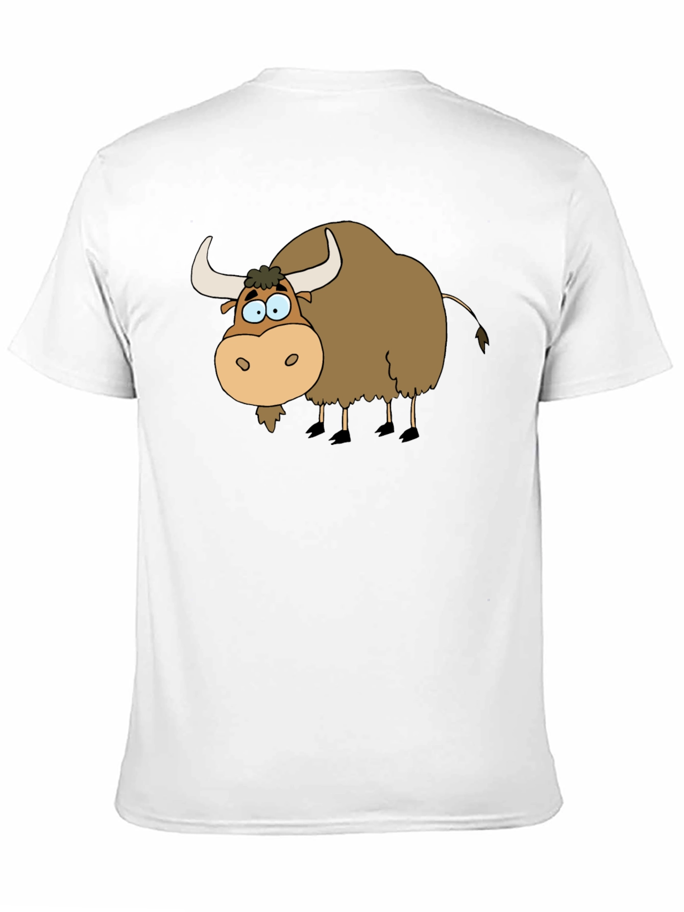 Cartoon Yak Graphic Tee - Black Cotton T-Shirt