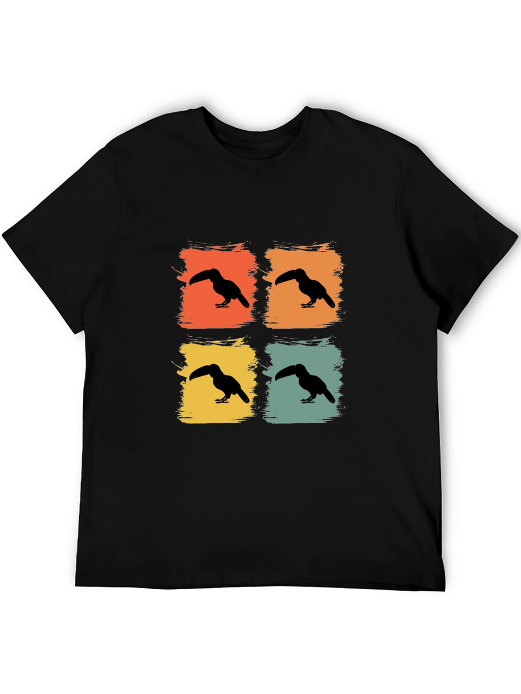 Retro Toucan Square Black T-Shirt