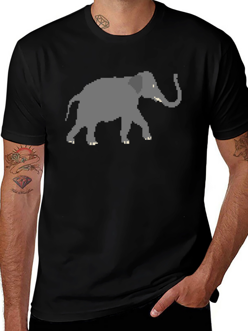 Pixelated Elephant T-Shirt - Modern Graphic Tee