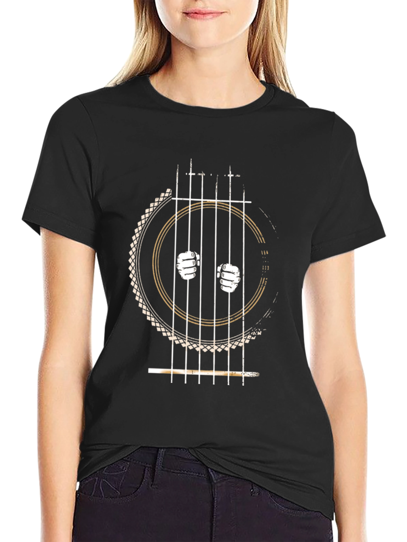 Guitar Fists T-Shirt - Black Graphic Tee for Music Lovers