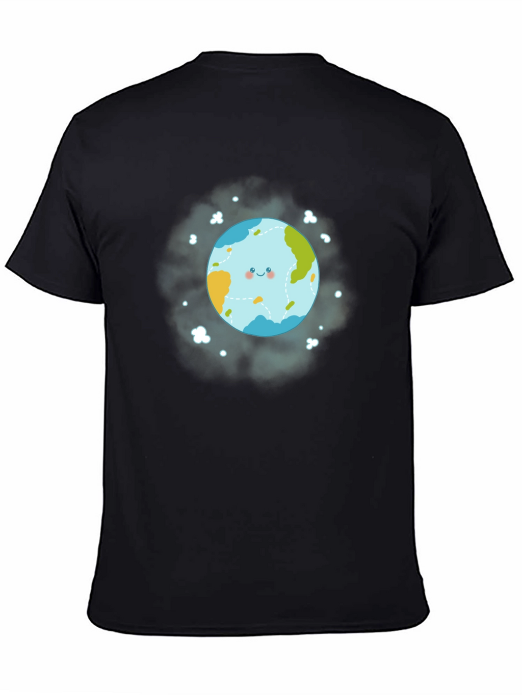 Cute Earth Graphic Black T-Shirt