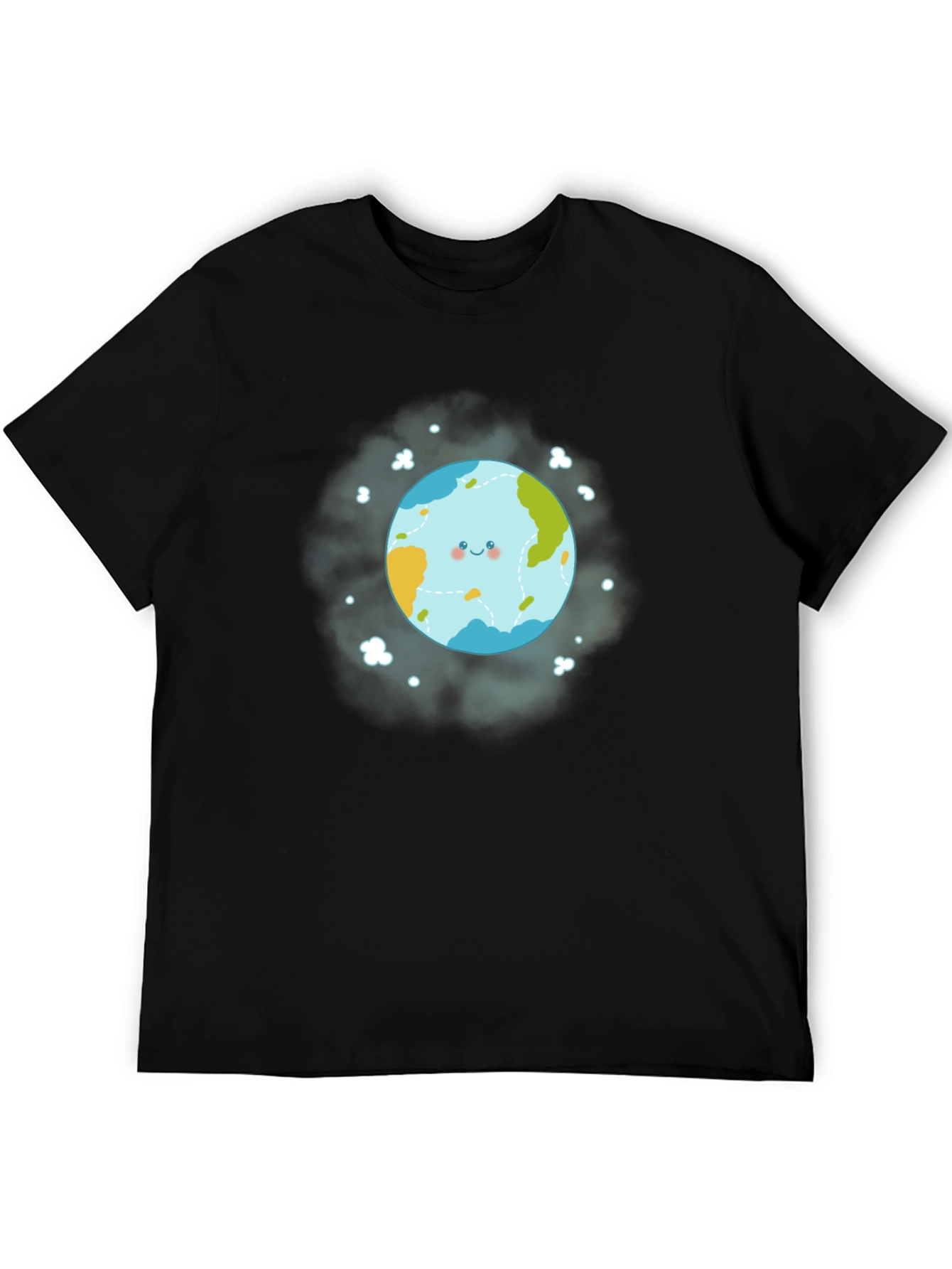 Cute Earth Graphic Black T-Shirt