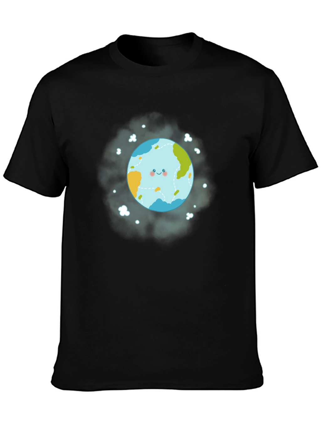 Cute Earth Graphic Black T-Shirt