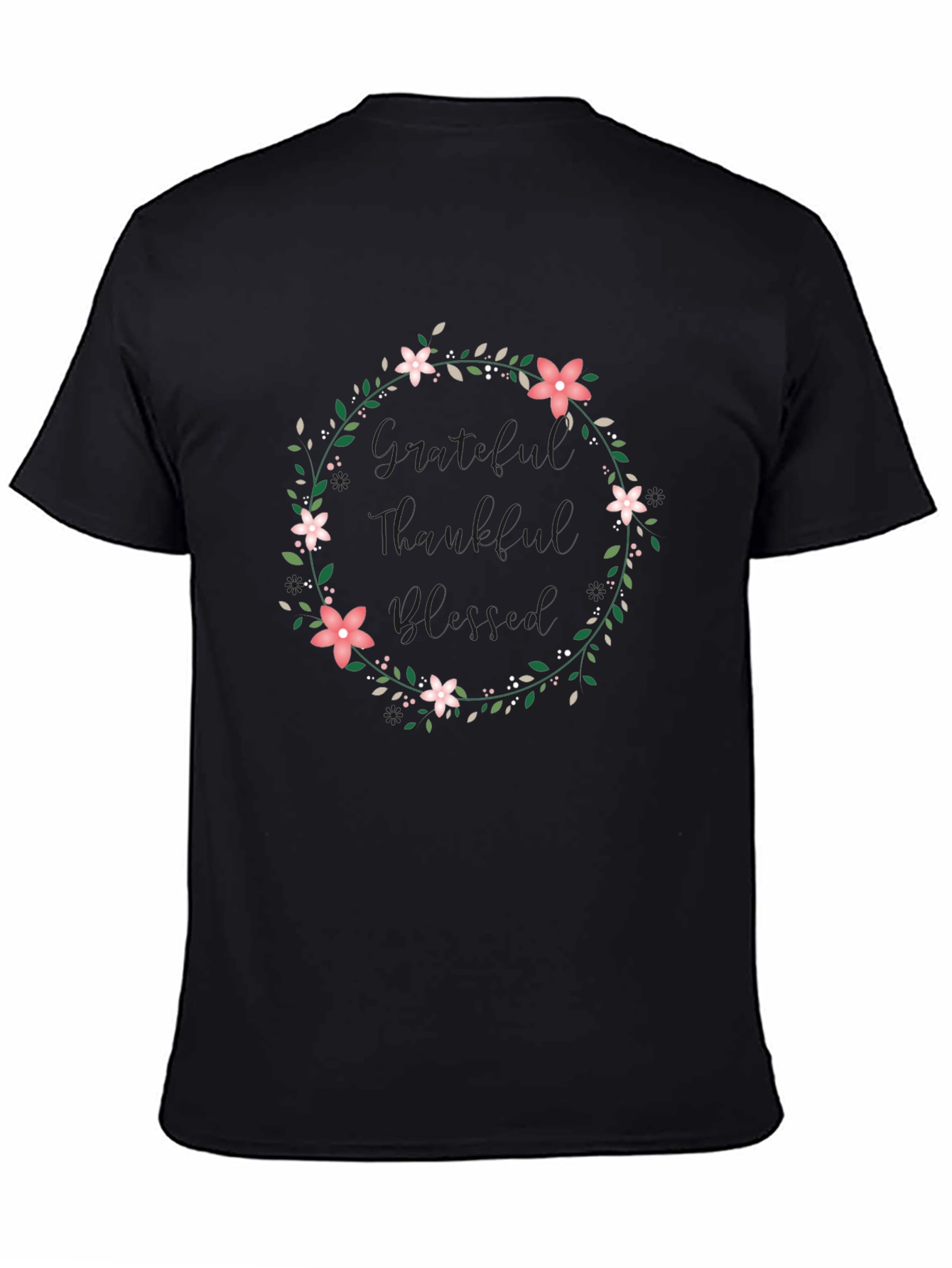 Grateful Thankful Blessed Floral Wreath Tee