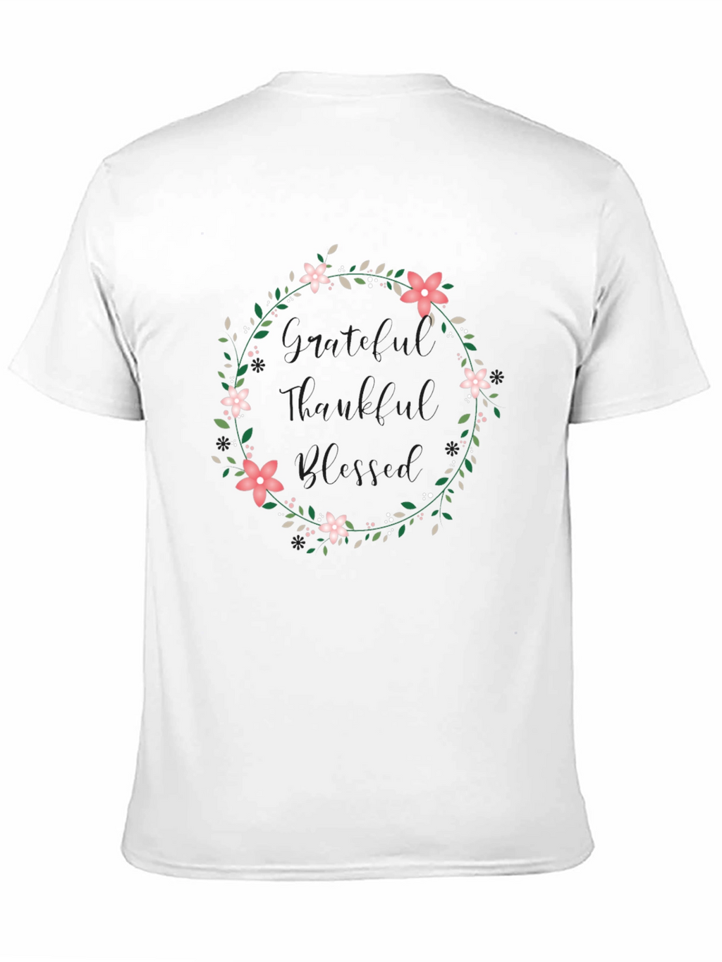 Grateful Thankful Blessed Floral Wreath Tee
