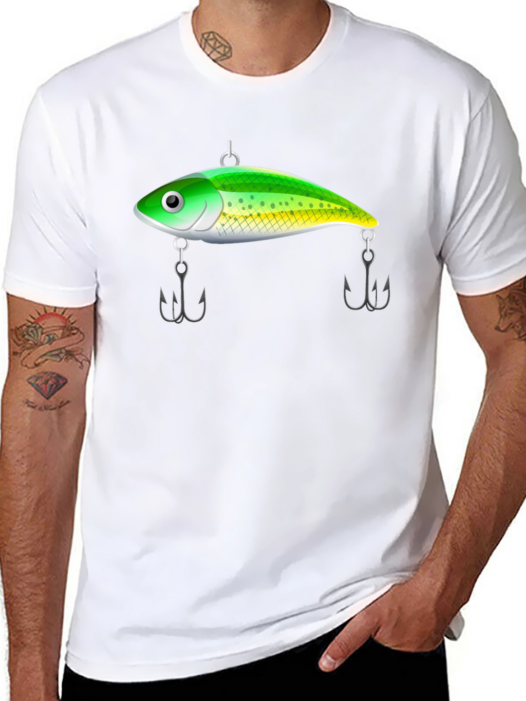 Fishing Lure Graphic Tee - Black Cotton T-Shirt