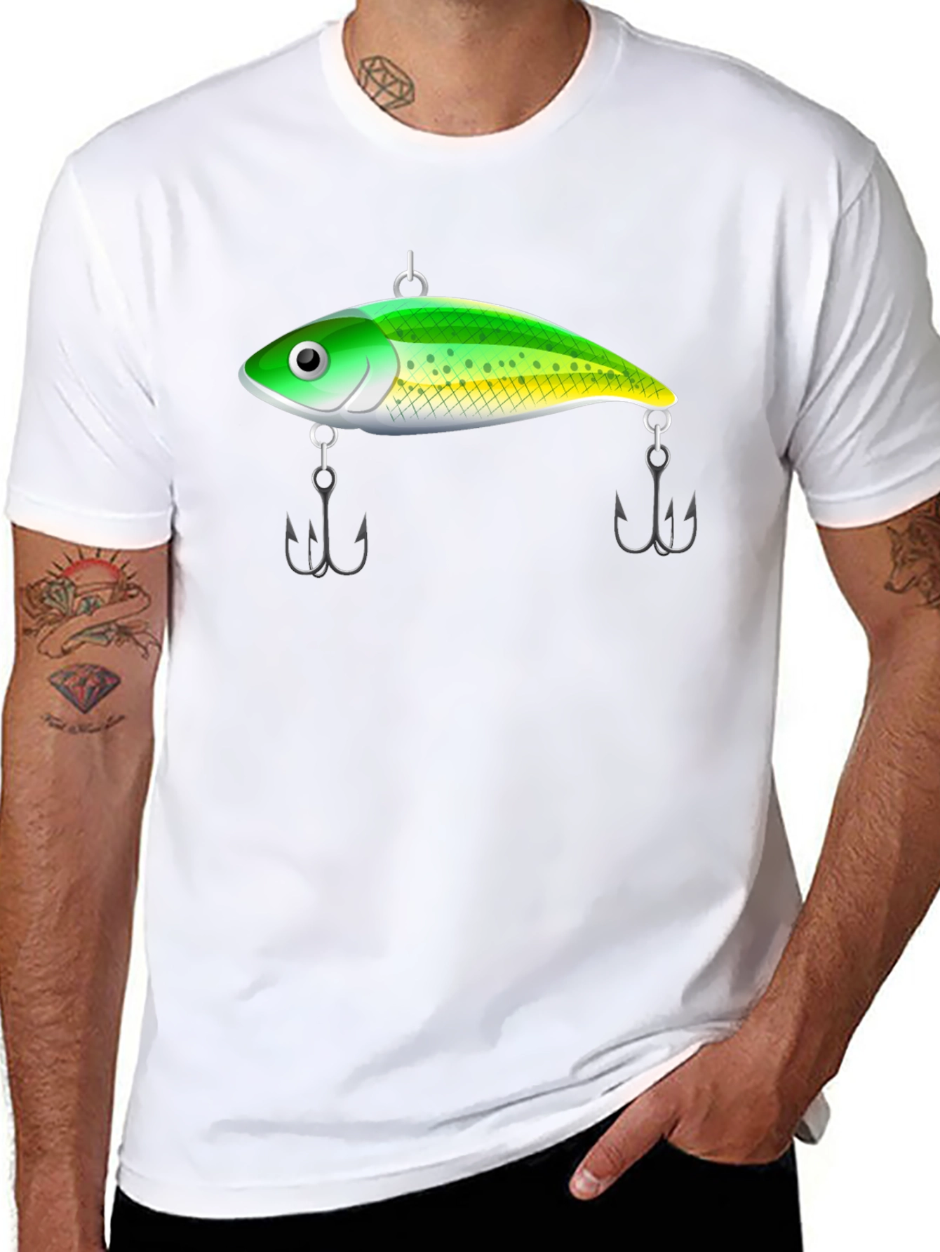 Fishing Lure Graphic Tee - Black Cotton T-Shirt