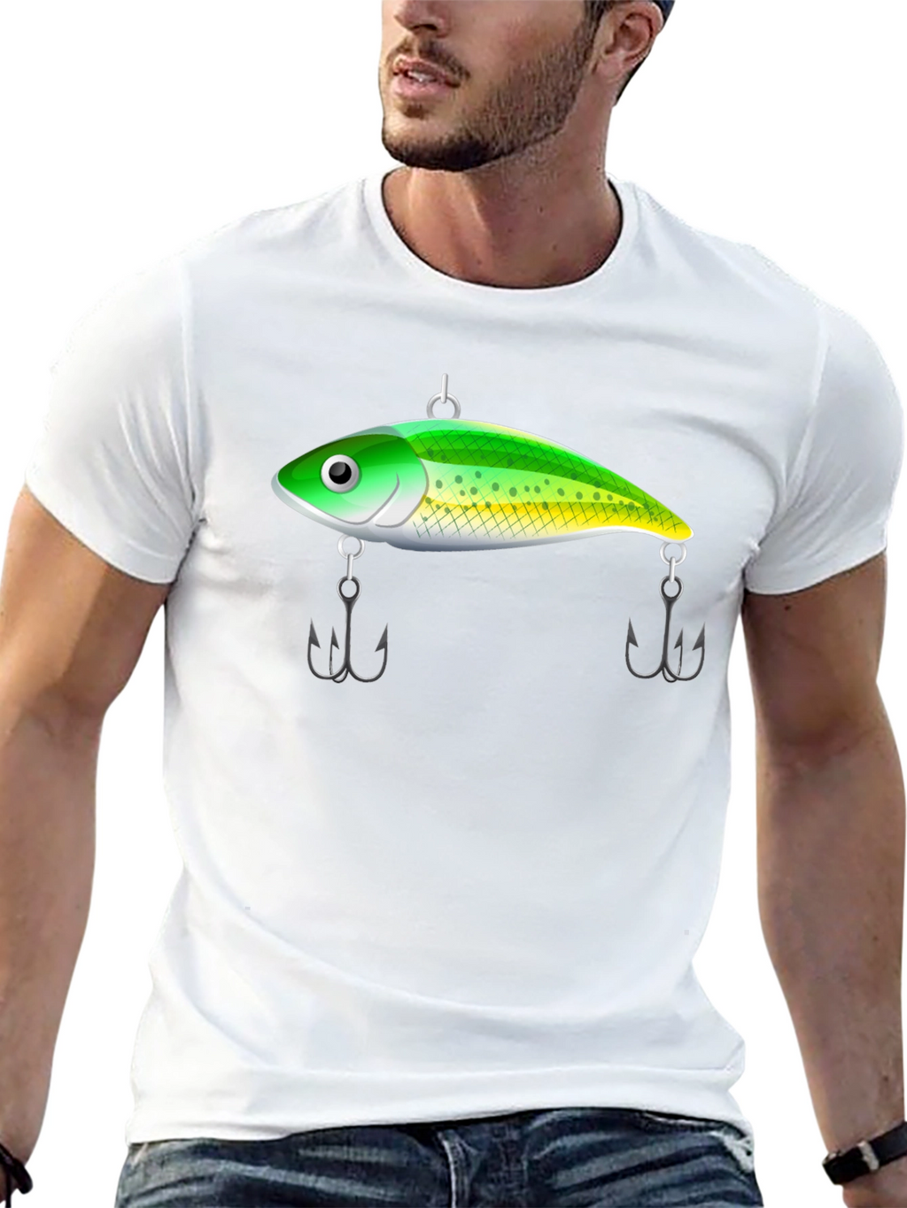 Fishing Lure Graphic Tee - Black Cotton T-Shirt